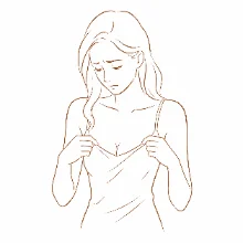 谷間ができず悩む女性のイラスト